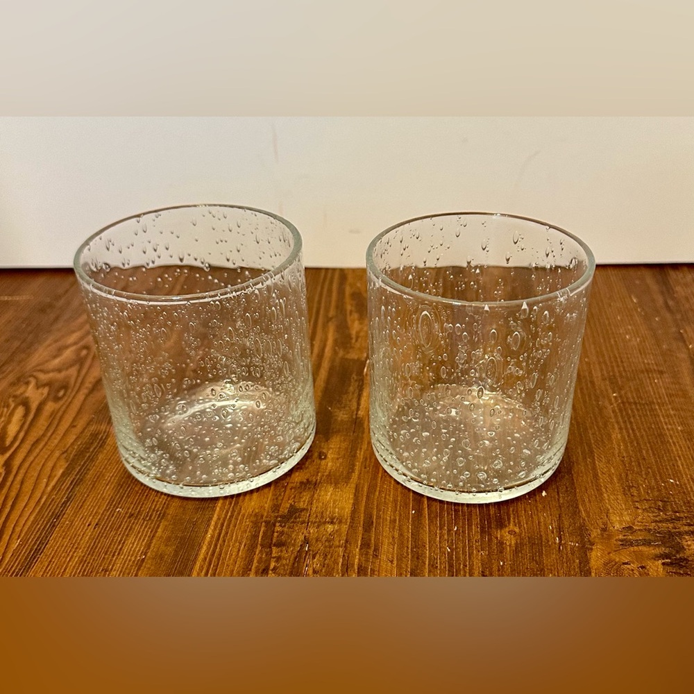 Citrine ATLAS Cocktail Glasses Set Of 2 NIB 10 Oz‎ Bubble Low Ball Glass.